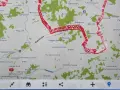 Mapa z zaznaczoną trasą rowerową przez tereny wiejskie i leśne, z nazwami miejscowości jak Lebiedzin, Białostocka, Bobrowniki.