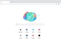 Grafika przedstawia tarczę z zaznaczeniem, symbolizującą bezpieczeństwo w przeglądarce. Ikony popularnych stron jak Facebook, YouTube, Amazon sugerują, że to avg secure browser.