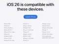 Lista urządzeń kompatybilnych z iOS 26, od iPhone'a 16e do iPhone'a SE (2. generacji).