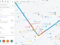 Trasa w aplikacji Google Maps z Warszawy Zachodniej do Gdańskiej, z zaznaczonymi objazdami i informacją o robotach drogowych.