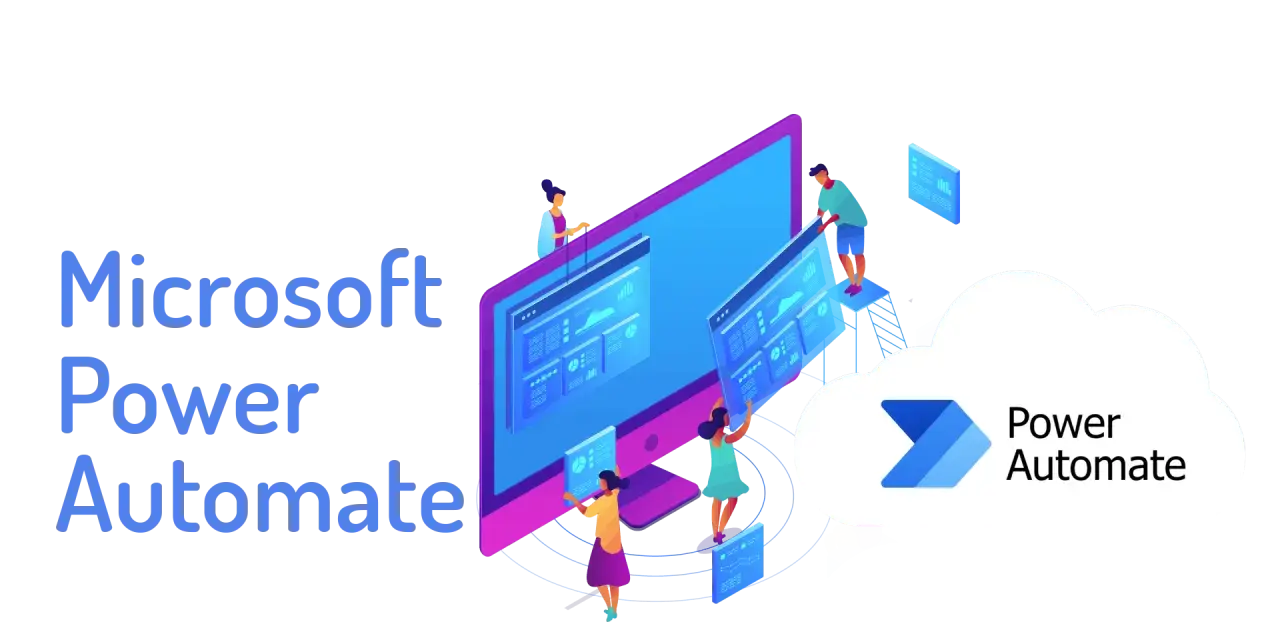 Ludzie pracują z interfejsami, tworząc przepływy pracy w Microsoft Power Automate.