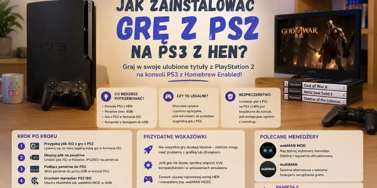 Poradnik instalacji gier z PS2 na PS3 z HEN. Użyj emulatora PS2, by zagrać w ulubione tytuły.