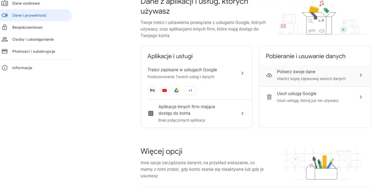 Jak usunąć konto Gmail? Na stronie "Dane i prywatność" znajdziesz opcję "Usuń usługę Google", która pozwoli Ci pozbyć się konta.