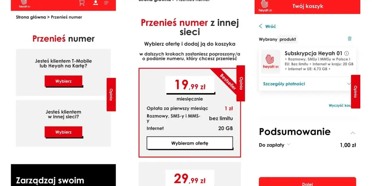 Przeniesienie numeru do Heyah. Wybierz ofertę, by przenieść swój numer z innej sieci. Bestsellerowa subskrypcja za 19,99 zł miesięcznie.