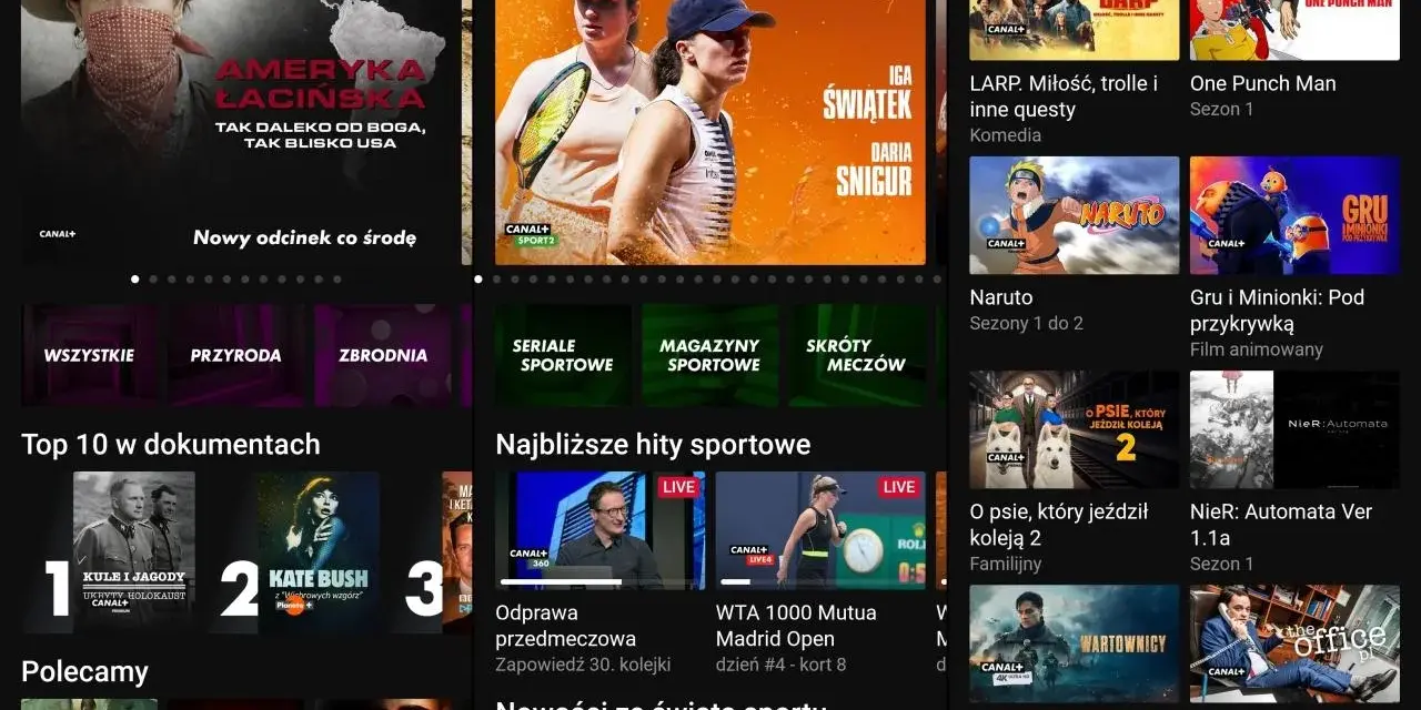 Aplikacja do oglądania TV za darmo. Zobacz seriale dokumentalne, sportowe i ostatnio oglądane hity.