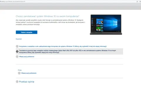 Narzędzie do tworzenia nośnika instalacyjnego Windows 10. Użyj go, by zainstalować system na swoim komputerze lub innym.