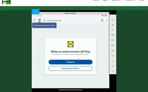Ekran logowania do aplikacji Lidl Plus. Możesz się zalogować lub utworzyć nowe konto.