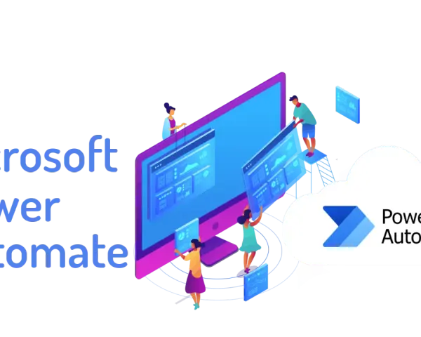 Ludzie pracują z interfejsami, tworząc przepływy pracy w Microsoft Power Automate.
