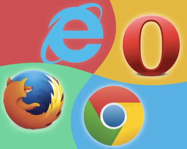 Loga przeglądarek internetowych: Firefox, Internet Explorer, Opera, Chrome. Lista popularnych przeglądarek.