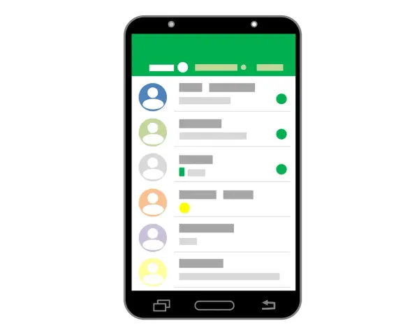 Ekran telefonu z listą kontaktów i wiadomości, pokazujący jak działa Viber.
