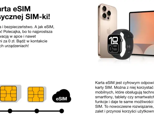 Jak włączyć eSIM Orange? Wirtualna karta eSIM to wygoda i bezpieczeństwo. Aktywuj ją w apce i bądź w kontakcie na wielu urządzeniach.