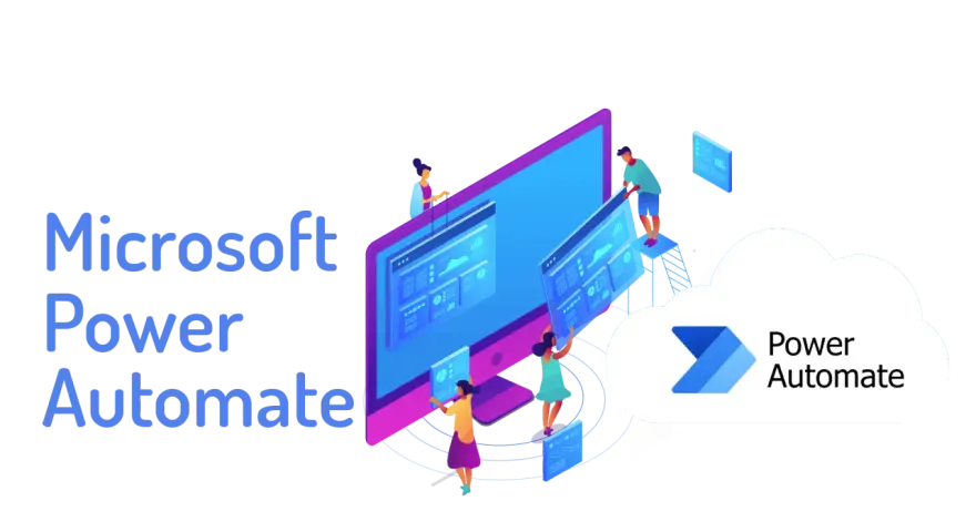 Ludzie pracują z interfejsami, tworząc przepływy pracy w Microsoft Power Automate.