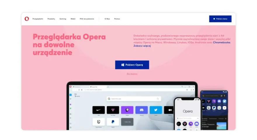 Odkryj najlepsza przeglądarka internetowa Opera na dowolne urządzenie. Szybka, bezpieczna i zsynchronizowana. Pobierz teraz!