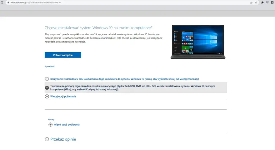 Narzędzie do tworzenia nośnika instalacyjnego Windows 10. Użyj go, by zainstalować system na swoim komputerze lub innym.