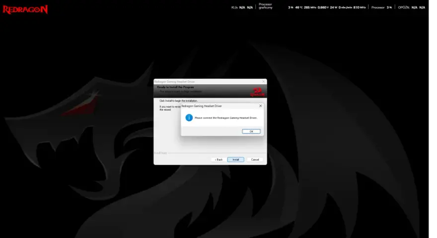 Instalator Redragon Gaming Headset Driver. Aby zaktualizować sterowniki, podłącz urządzenie i kliknij "Install".
