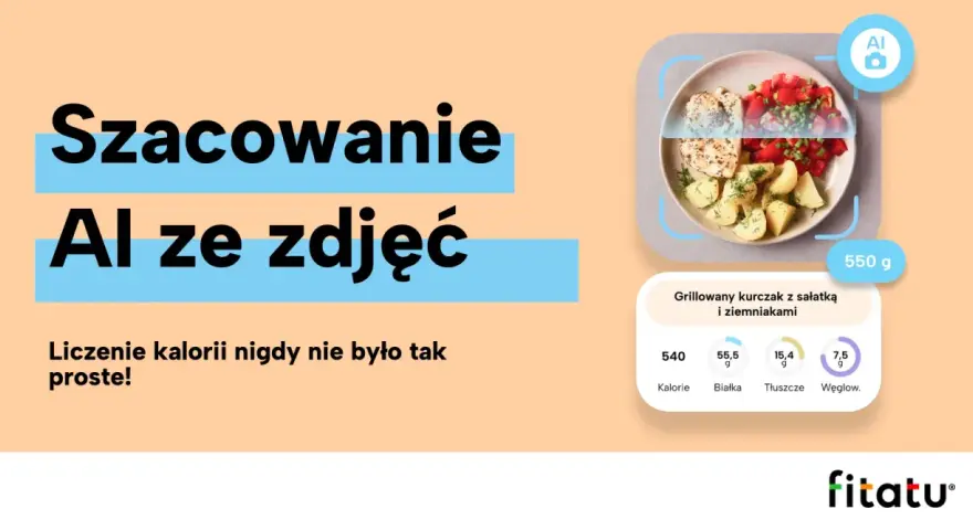 AI analizuje posiłek: grillowany kurczak z sałatką i ziemniakami. Zastanawiasz się, czy wybrać Yazio czy Fitatu? Fitatu ułatwia liczenie kalorii!