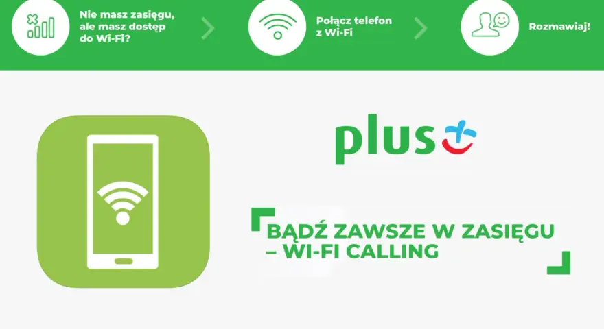 Bądź zawsze w zasięgu dzięki Wi-Fi Calling Plus. Rozmawiaj bez ograniczeń, nawet gdy nie masz zasięgu sieci komórkowej.