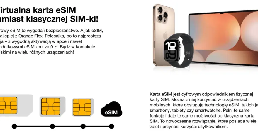 Jak włączyć eSIM Orange? Wirtualna karta eSIM to wygoda i bezpieczeństwo. Aktywuj ją w apce i bądź w kontakcie na wielu urządzeniach.