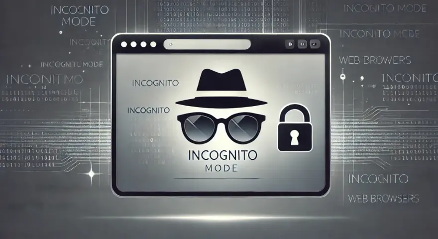 Ikona mężczyzny w kapeluszu i okularach symbolizuje tryb incognito. Zamek obok oznacza bezpieczeństwo i prywatność podczas przeglądania.
