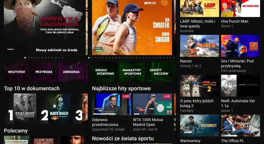 Aplikacja do oglądania TV za darmo. Zobacz seriale dokumentalne, sportowe i ostatnio oglądane hity.