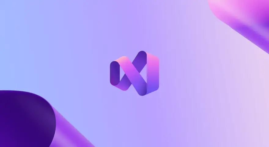 Logo Visual Studio, symbol nieskończoności w odcieniach fioletu i różu, nawiązujące do technologii .NET Framework.