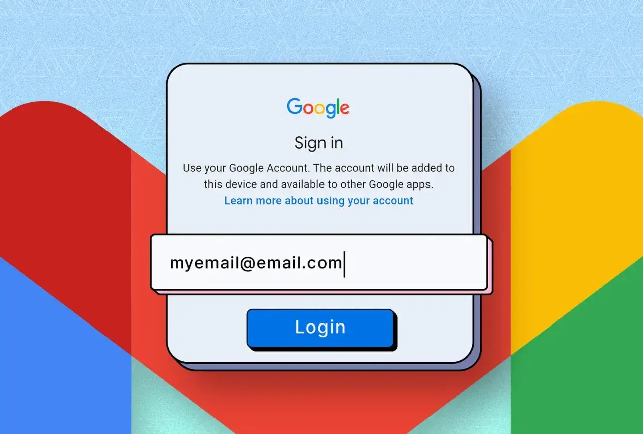 Ekran logowania do poczty Gmail na telefonie. Wpisz swój adres e-mail, aby się zalogować.