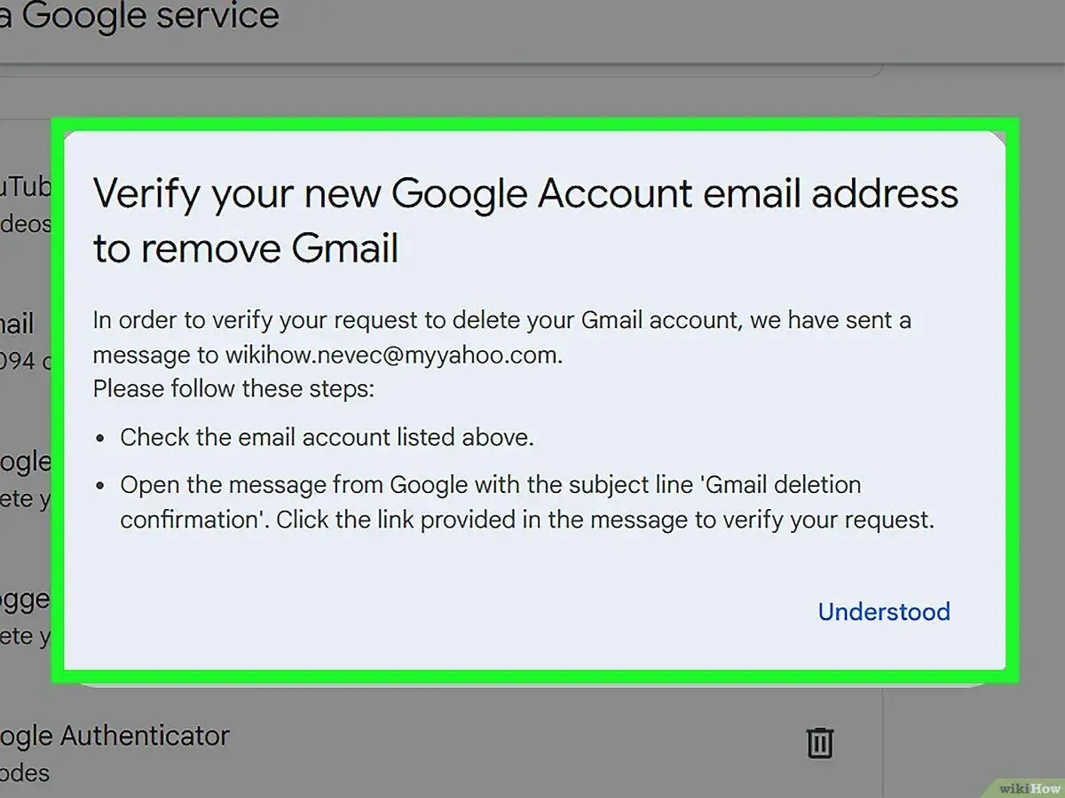Potwierdź adres e-mail, aby usunąć konto Gmail. Otrzymałeś wiadomość z linkiem weryfikacyjnym.