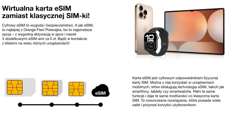 Jak włączyć eSIM Orange? Wirtualna karta eSIM to wygoda i bezpieczeństwo. Aktywuj ją w apce i bądź w kontakcie na wielu urządzeniach.
